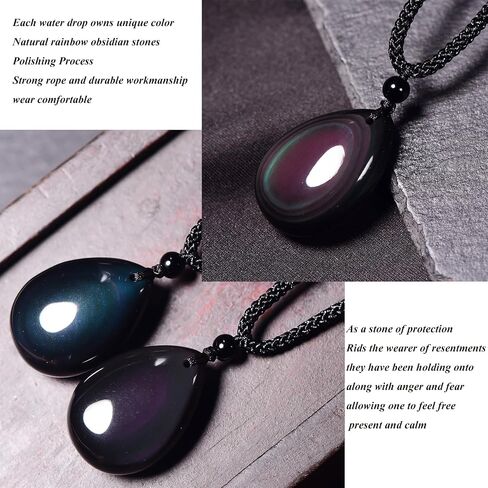 Apache's Tears Obsidian Water Drop Pendant Silent Guarding Mens Energy Necklace in Saudi Arabia