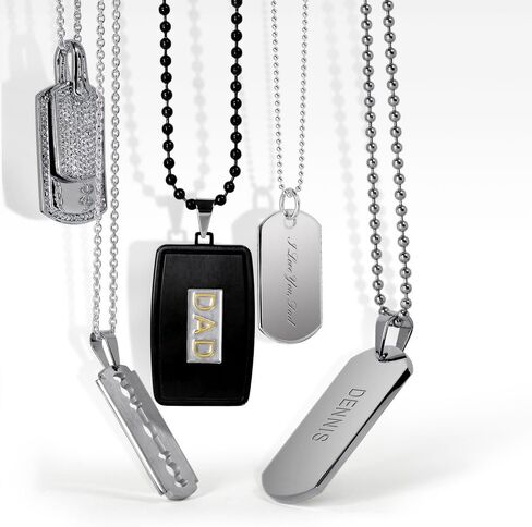 Unisex Engrave Personalized Medium Plain Simple Basic Cool Mens Identification Military Army Dog Tag Pendant Necklace For Men Teens Polished .925 Sterling Silver Small Medium Large Sizes in Saudi Arabia