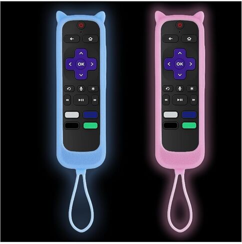 غطاء 3 قطع لجهاز التحكم عن بعد Onn Roku مع تصميم آذان القطط يتوهج في الظلام، غطاء جهاز التحكم عن بعد متوافق مع عصا التبخير السريعة Hisense TCL Roku TV in Kuwait
