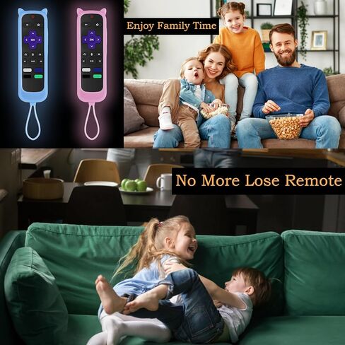 غطاء 3 قطع لجهاز التحكم عن بعد Onn Roku مع تصميم آذان القطط يتوهج في الظلام، غطاء جهاز التحكم عن بعد متوافق مع عصا التبخير السريعة Hisense TCL Roku TV in Kuwait