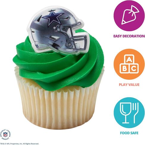Decopac NFL Philadelphia Eagles خوذة خوذة ، 24 زينة لكب كيك كرة القدم ، حلقات كرة قدم مرخصة رسميًا ، أغطية كعكة آمنة للأطعمة - 24 حزمة in Saudi Arabia