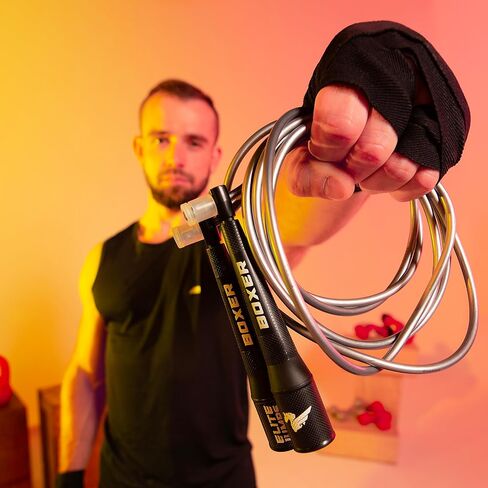 Boxer Jump Rope for Fitness and Cardio Training - Professionally Designed Full Body Workout boxing jump rope - Tangle Free 5mm PVC Jump Rope Cord - Ideal for Slim Body Aerobic Exercise in Saudi Arabia