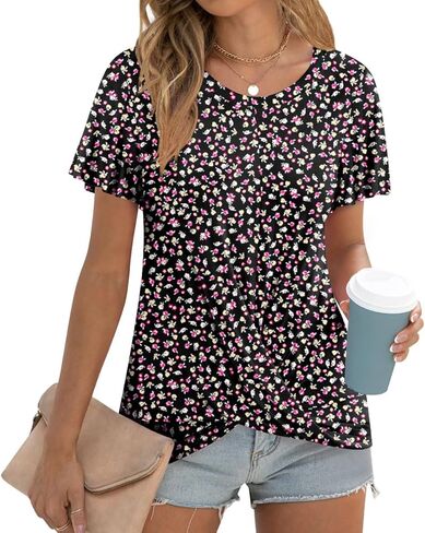 Women's Summer 2026 Casual Tunic Wavy Short Sleeve Blouse Front Twist Tops Tee For Leggings in Kuwait