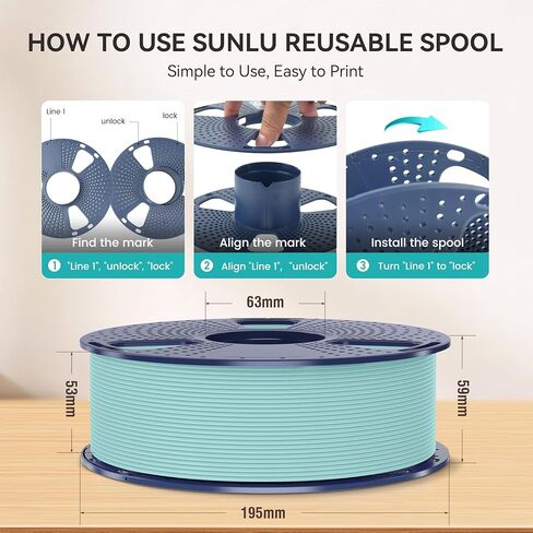 SUNLU 2KG خيوط كبيرة بكرة PLA ، PLA 3D خيوط الطابعة 1.75 مم ، خيوط كبيرة لفة PLA ، 2 كجم التخزين المؤقت (4.4 رطل) ، PLA White in Kuwait