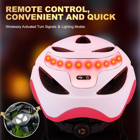 Favoto Bike Helmet with Turn Signals - CPSC Certificated Dual Shell Helmet with Removable Visor & Goggles USB Rechargeable Front and Back LED Lights, Blue in Kuwait