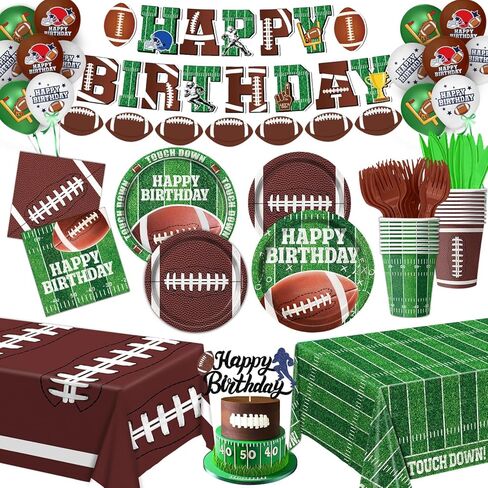 170 PCS Soccer Party Decorations, Soccer Birthday Party Decorations - Includes Plates, Napkins, Cups, Banner, Balloons, Tablecloth, Knives, Forks for Sports Soccer Theme Party Decorations, Serve 24 in Saudi Arabia