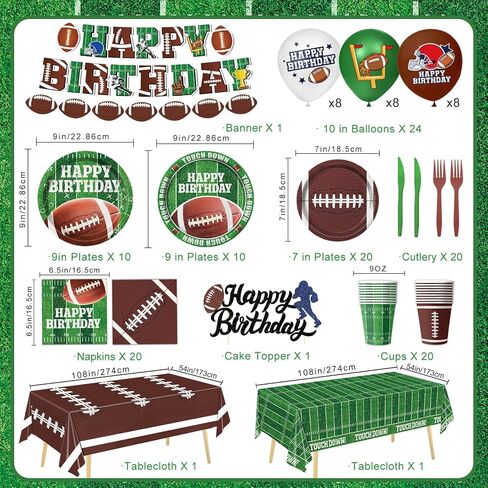 170 PCS Soccer Party Decorations, Soccer Birthday Party Decorations - Includes Plates, Napkins, Cups, Banner, Balloons, Tablecloth, Knives, Forks for Sports Soccer Theme Party Decorations, Serve 24 in Saudi Arabia