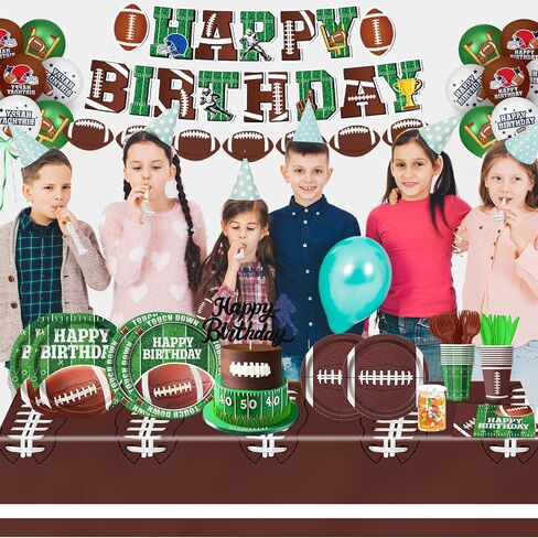 170 PCS Soccer Party Decorations, Soccer Birthday Party Decorations - Includes Plates, Napkins, Cups, Banner, Balloons, Tablecloth, Knives, Forks for Sports Soccer Theme Party Decorations, Serve 24 in Saudi Arabia