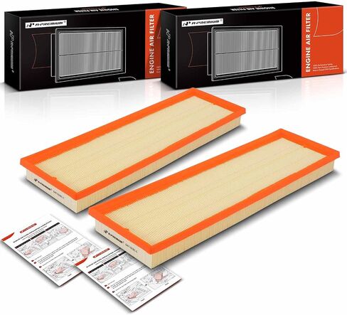 A-Premium 2-PC Filter Air Filter متوافق مع Volkswagen Beetle ، Golf ، Jetta ، Passat ، Rabbit ، 2005-2015 ، L5 2.5L ، لوحة مرنة ، استبدل# 07K129620 in Saudi Arabia
