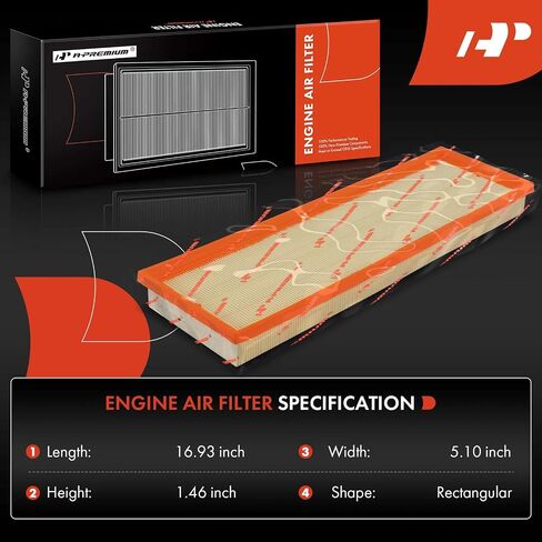 A-Premium 2-PC Filter Air Filter متوافق مع Volkswagen Beetle ، Golf ، Jetta ، Passat ، Rabbit ، 2005-2015 ، L5 2.5L ، لوحة مرنة ، استبدل# 07K129620 in Saudi Arabia