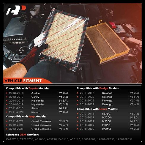 A-Premium 2-PC Filter Air Filter متوافق مع Volkswagen Beetle ، Golf ، Jetta ، Passat ، Rabbit ، 2005-2015 ، L5 2.5L ، لوحة مرنة ، استبدل# 07K129620 in Saudi Arabia