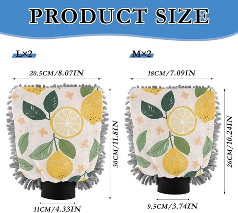Absorbent Microfiber Car Wash Drying Mitts, 2 Pack, Scratch-Free & Lint-Free, Rich Foam, Highly Absorbent, Double Sided, Wash Mitt Perfect for Car Washing, M, Cute Lemon (1) in Saudi Arabia