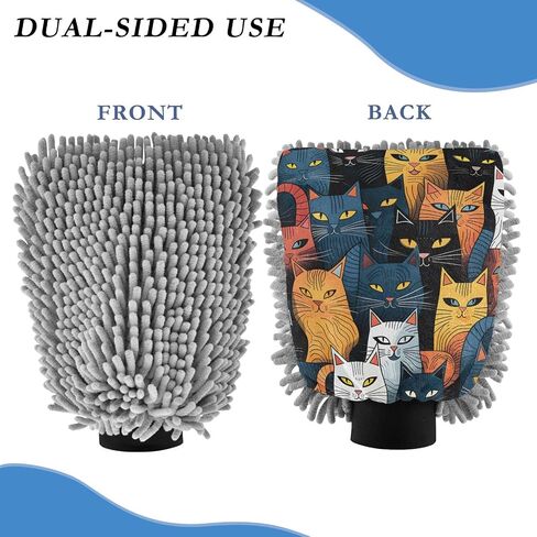 Absorbent Microfiber Car Wash Drying Mitts, 2 Pack, Scratch-Free & Lint-Free, Rich Foam, Highly Absorbent, Double Sided, Wash Mitt Perfect for Car Washing, M, Cat (16) in Saudi Arabia
