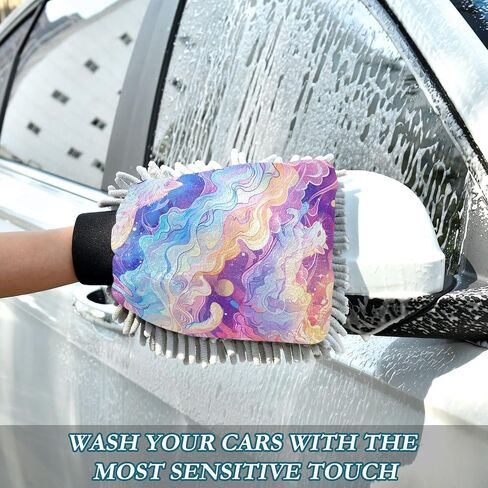 Absorbent Microfiber Car Wash Drying Mitts, 2 Pack, Scratch-Free & Lint-Free, Rich Foam, Highly Absorbent, Double Sided, Wash Mitt Perfect for Car Washing, M, Cat (31) in Saudi Arabia