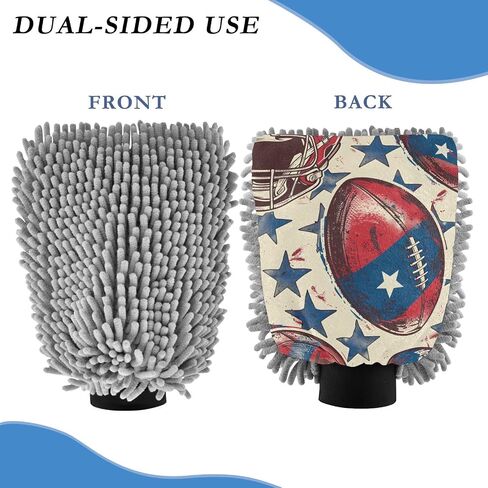 Absorbent Microfiber Car Wash Drying Mitts, 2 Pack, Scratch-Free & Lint-Free, Rich Foam, Highly Absorbent, Double Sided, Wash Mitt Perfect for Car Washing, L, Football (4) in Saudi Arabia