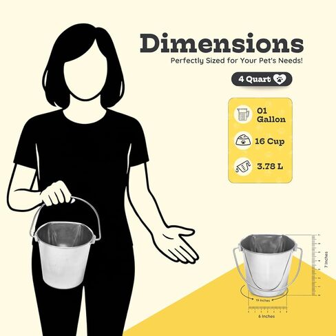 دلو الجانب المسطح الثقيل من الفولاذ المقاوم للصدأ 9 كوارت- طعام متين وماء من الكلاب والحصان واليائحة والأقفاص وصناديق المخلوقات- دلاء متعددة الأغراض خالية من الفوضى وخالية من الفوضى in Kuwait