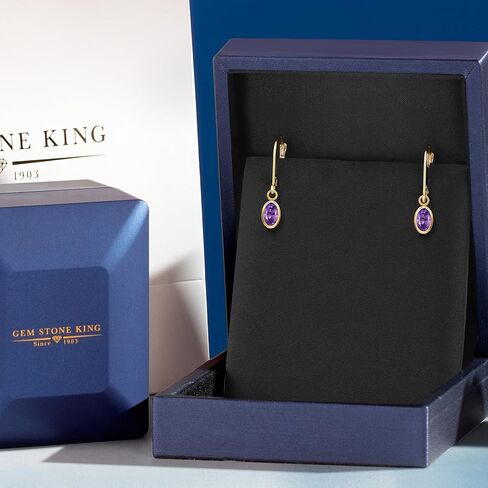 GEM Stone King 14k Gold Gold Goldstone Birthstone Leverback Dangle أقراط للنساء | بيضاوي 6x4mm | المجوهرات الذهبية لزوجتها والدتها in Saudi Arabia