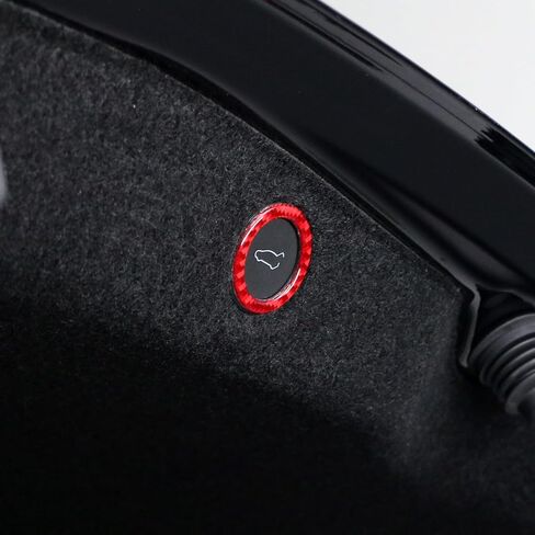 BETTERHUMZ Carbon Fiber Rear Trunk Switch Button Sticker Compatible with Tesla Model 3 Highland 2024 2025 Electric Tailgate Remind Trim Car Interior Tuning Accessories (Red) in Kuwait