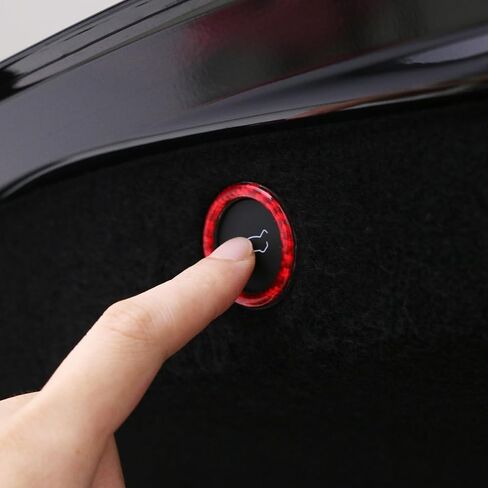 BETTERHUMZ Carbon Fiber Rear Trunk Switch Button Sticker Compatible with Tesla Model 3 Highland 2024 2025 Electric Tailgate Remind Trim Car Interior Tuning Accessories (Red) in Kuwait