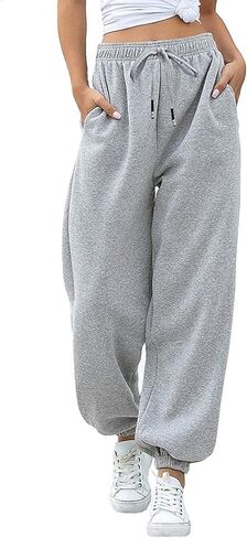Bmkbwo sweatpants النساء الفضفاضة ، عالية الخصر على عريض الساق ركض من الركض مع جيوب مريحة تجريب السراويل العرق سراويل in Kuwait