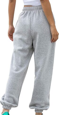 Bmkbwo sweatpants النساء الفضفاضة ، عالية الخصر على عريض الساق ركض من الركض مع جيوب مريحة تجريب السراويل العرق سراويل in Kuwait