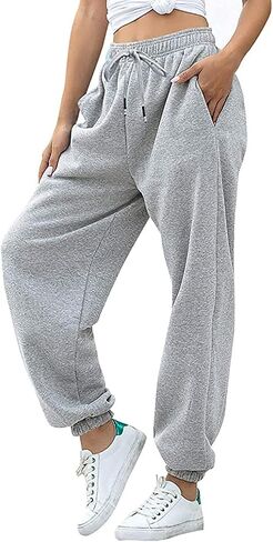 Bmkbwo sweatpants النساء الفضفاضة ، عالية الخصر على عريض الساق ركض من الركض مع جيوب مريحة تجريب السراويل العرق سراويل in Kuwait