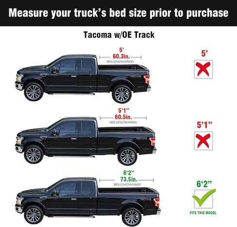 Tutel Hard Shell Folding Truck Bed Tonneau Cove Fits 2005-2015 Toyota Tacoma w/OE Track System 6' 2" Bed (73.5") - TULH020 in Saudi Arabia