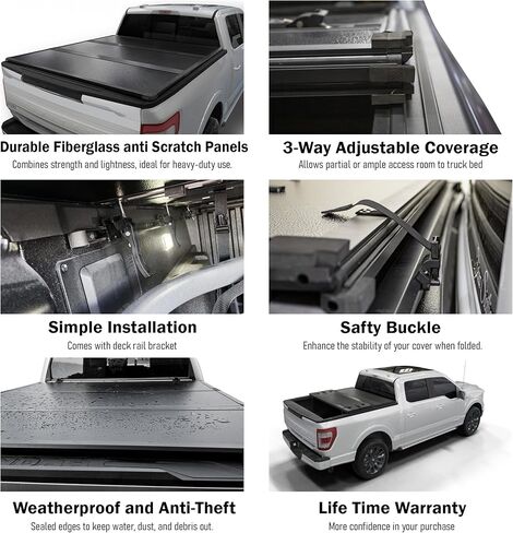 Tutel Hard Shell Folding Truck Bed Tonneau Cove Fits 2005-2015 Toyota Tacoma w/OE Track System 6' 2" Bed (73.5") - TULH020 in Saudi Arabia