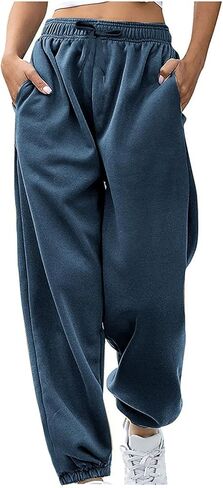 Bmkbwo sweatpants النساء الفضفاضة ، عالية الخصر على عريض الساق ركض من الركض مع جيوب مريحة تجريب السراويل العرق سراويل in Kuwait