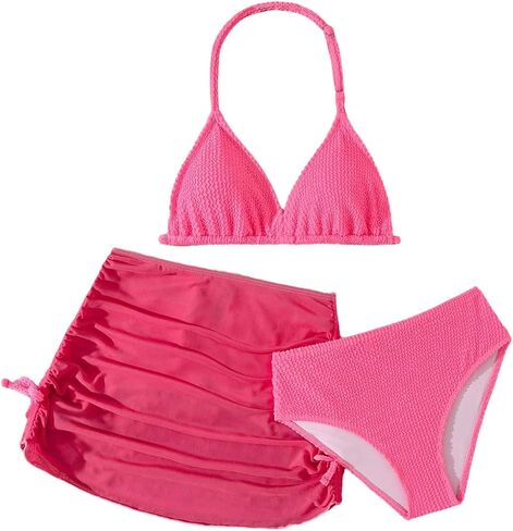 SHENHE Girl's 3 Piece Swimsuits with Cover Up Skirt Halter Triangle Bathing Suits Bikini Set in Saudi Arabia