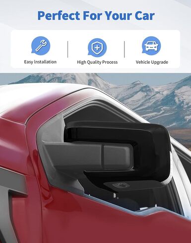 Door Side Mirror Covers with Turn Signal Hole Compatible with 2021-2024 2025 Ford F150 F-150 Pickup Accessories Left Right Side View Mirror Caps Trims, Black in Kuwait