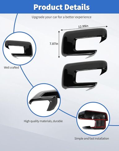 Door Side Mirror Covers with Turn Signal Hole Compatible with 2021-2024 2025 Ford F150 F-150 Pickup Accessories Left Right Side View Mirror Caps Trims, Black in Kuwait