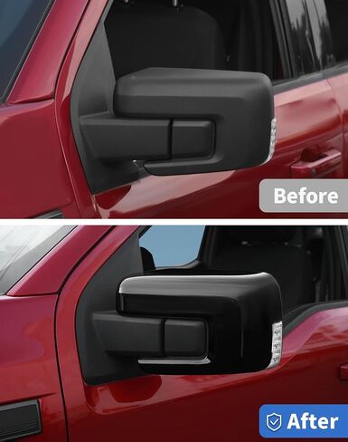 Door Side Mirror Covers with Turn Signal Hole Compatible with 2021-2024 2025 Ford F150 F-150 Pickup Accessories Left Right Side View Mirror Caps Trims, Black in Kuwait