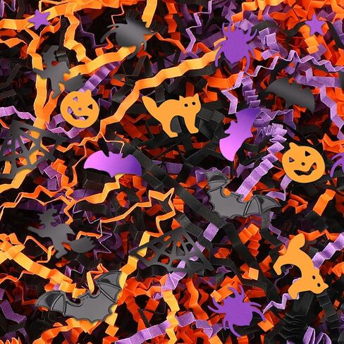 Jansun Halloween Black Orange Purple Crinkle Cut Paper, 4oz Shred Filler in Saudi Arabia