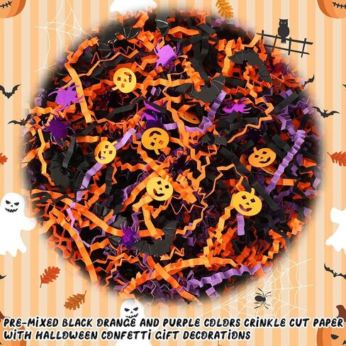 Jansun Halloween Black Orange Purple Crinkle Cut Paper, 4oz Shred Filler in Saudi Arabia