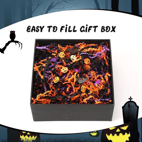 Jansun Halloween Black Orange Purple Crinkle Cut Paper, 4oz Shred Filler in Saudi Arabia