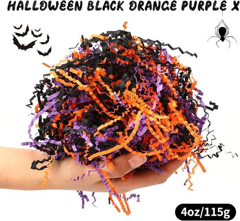 Jansun Halloween Black Orange Purple Crinkle Cut Paper, 4oz Shred Filler in Saudi Arabia