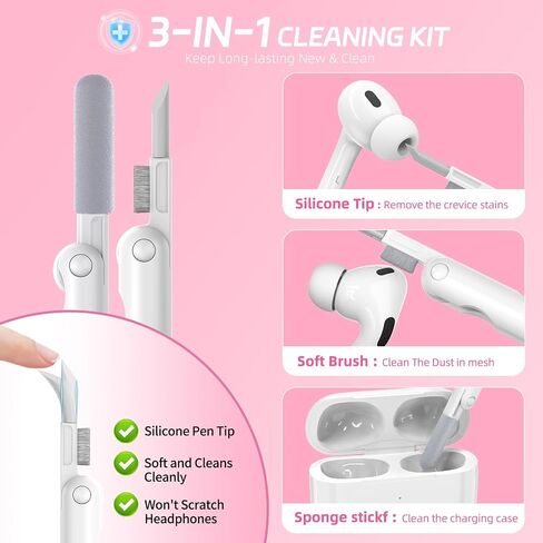 حافظة لجهاز AirPods Pro الجيل الثاني/الأول مع مجموعة أدوات تنظيف، حافظة قفل آمنة Ekoonpft لهاتف Apple Airpod Pro 2&1 Gen مع حزام معصم من السيليكون وسلسلة مفاتيح حلوى لطيفة للنساء، أزرق سماوي in Saudi Arabia