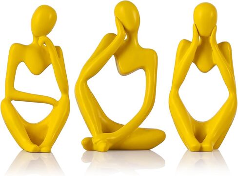 مجموعة تمثال مفكر الأزرق البحري من 3 - ديكور الأزرق البحري للطاولة ، وقصة التلفزيون ، والرف ، والمكتب - التماثيل راتنج لغرفة المعيش in Kuwait