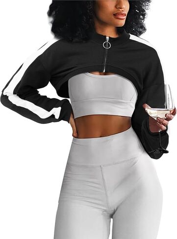 Lovelywholesale womens up up sweatshirtts cropshirts تجريب قمم محصول طويلة الأكمام in Saudi Arabia
