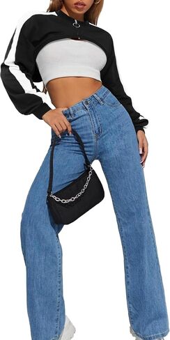 Lovelywholesale womens up up sweatshirtts cropshirts تجريب قمم محصول طويلة الأكمام in Saudi Arabia