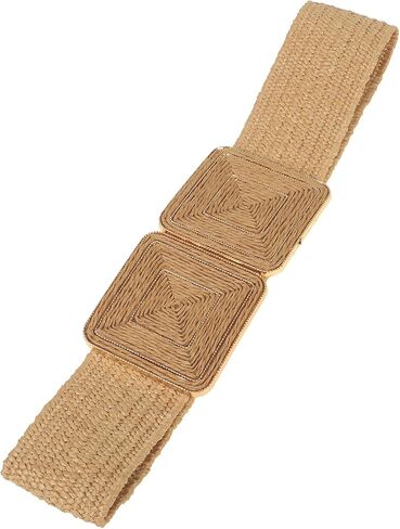 حزام Raffia مسدود للنساء ، حزام متماثل القش على نطاق واسع لللباس ، حزام الصيف المرن in Saudi Arabia