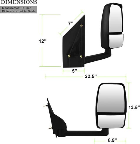 AKKON - For 2003-19 Chevy Express 1500/2500/3500 + GMC Savana 1500/2500/3500 Manual Towing Passenger Side Only Mirror Assembly in Saudi Arabia