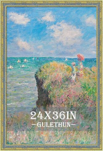 GULETHUN Vintage Gold Raised Frame with Blue Accent, 8x10 Ornate Picture Frames, Home Decor Antique Gallery Poster Photo Frames 8 by 10, Horizontal or Vertical Display in Kuwait