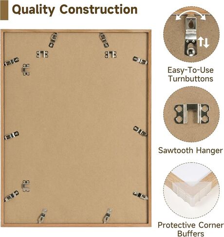 Axeman 18x24 إطار صورة خشب البلوط ، إطار 18x24 الحد الأدنى مع الزجاج المقسى ، إطارات صور خشبية صلبة طبيعية لصورة فن الجدار ، حزمة واحدة ، طبيعية in Kuwait