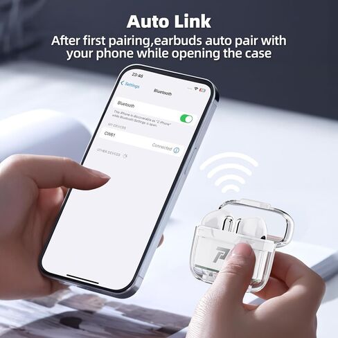 Earbuds Bluetooth5.3 for TikTok Remote Control Earphones, Sleek Transparent Wireless in-Ear Headphones Product,ENC Noise Cancelling Mic HiFi Stereo Deep Bass 40H Playback,Fashion Charging case(White) in Saudi Arabia