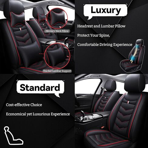 أغطية مقعد السيارة تناسب Chevy Traverse 2009-2025 ، أغطية مقاعد جلدية للسيارة ، واقي مقعد السيارة غير المتين المقاوم للماء (5 مقاعد مع وسادة ، حمراء أسود) in Kuwait