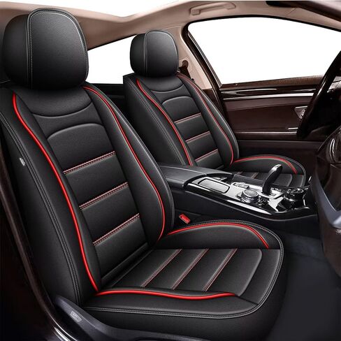 Car Seat Covers 2 Front Seat Fit for Jaguar F-Pace 2017-2024 2025: Auto Interior Accessories, Waterproof Faux Leather Vehical Car Seat Cushion Covers(Black&Redline) in Kuwait