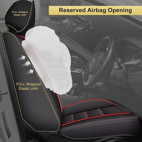 Car Seat Covers 2 Front Seat Fit for Jaguar F-Pace 2017-2024 2025: Auto Interior Accessories, Waterproof Faux Leather Vehical Car Seat Cushion Covers(Black&Redline) in Kuwait