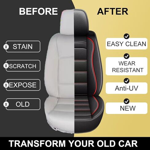 Car Seat Covers 2 Front Seat Fit for Jaguar F-Pace 2017-2024 2025: Auto Interior Accessories, Waterproof Faux Leather Vehical Car Seat Cushion Covers(Black&Redline) in Kuwait